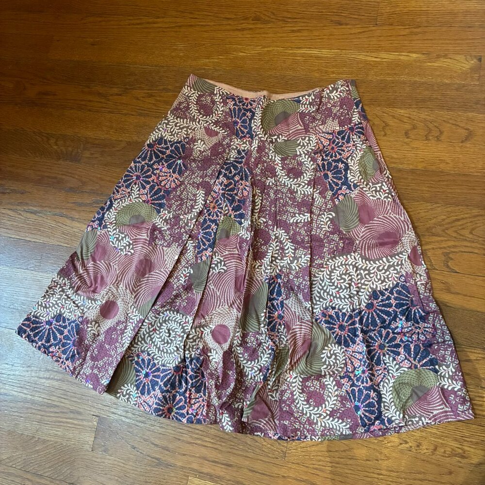 Maje Paris Skirt, Pleated Floral with sequin detail, knee length, size small